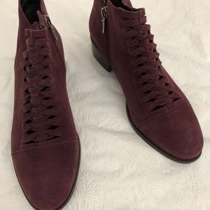 Anthropologie New Suede Boots in Color Wine